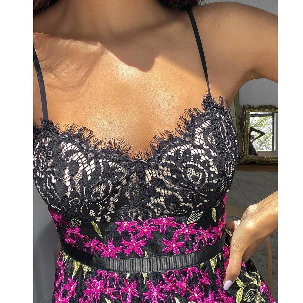 NWOT Lulu's Divine Delight Black Floral Embroidered Maxi Dress Size XS - Picture 2 of 10